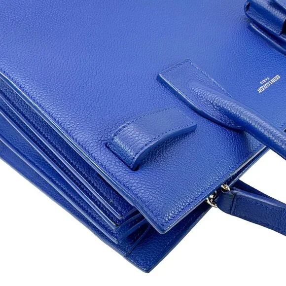 Yves Saint Laurent  Sac De Jour Leather Shoulder Bag Blue - Picture 6 of 12